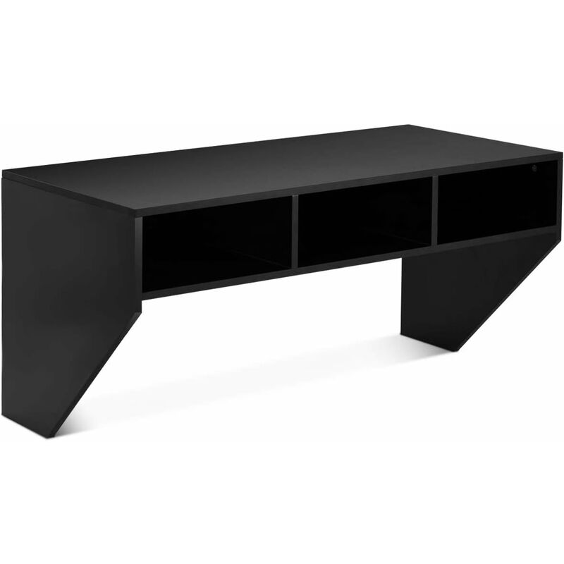 

COSTWAY Escritorio Flotante para Ordenador Montado a la Pared Mesa de Madera para PC con 3 Compartimientos (Negro)