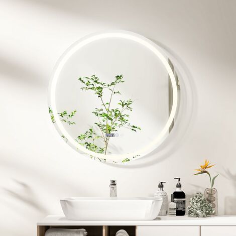 Espejo Cuadrado de Baño LED Antivaho Montado en la Pared con 3