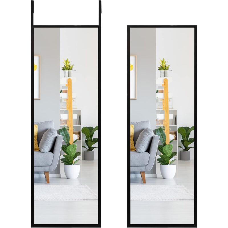 

Espejo de Pared Espejo de Puerta Espejo Colgante con Gancho 107x36,5 cm (Negro) - Costway