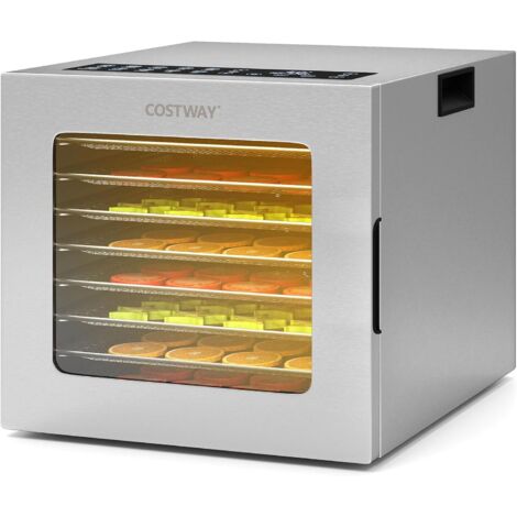 COSTWAY Essiccatore Alimentare con 8 Vassoi in Acciaio Inox, 850W Disidratatore Alimentare on Timer 48 Ore, Controllo Temperatura 35℃-75℃, per Frutta, Verdura e Carne