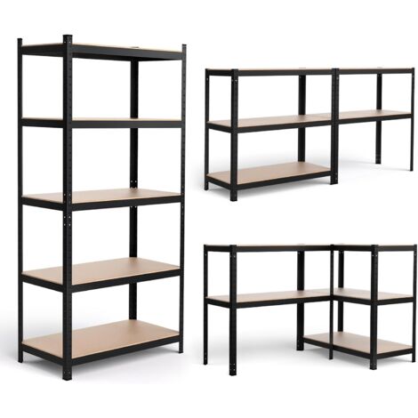 COSTWAY Estante de Almacenamiento para Garaje de 5 Niveles Estantería Pesado de Metal Estante Servicio de Taller Almacén (Negro)