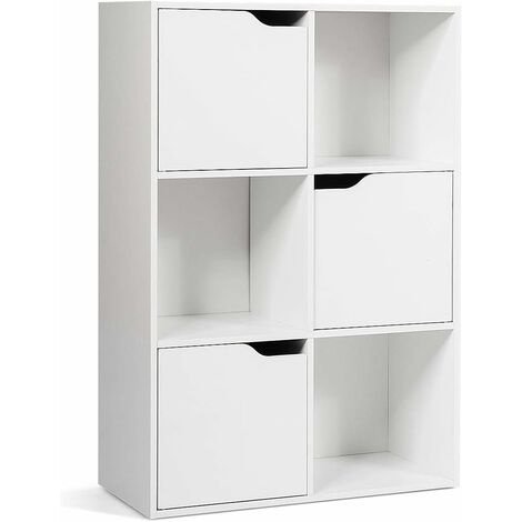 COSTWAY Estantería con 6 Compartimentos Armario Estante para Oficina Librería de Blanco para Almacenamiento