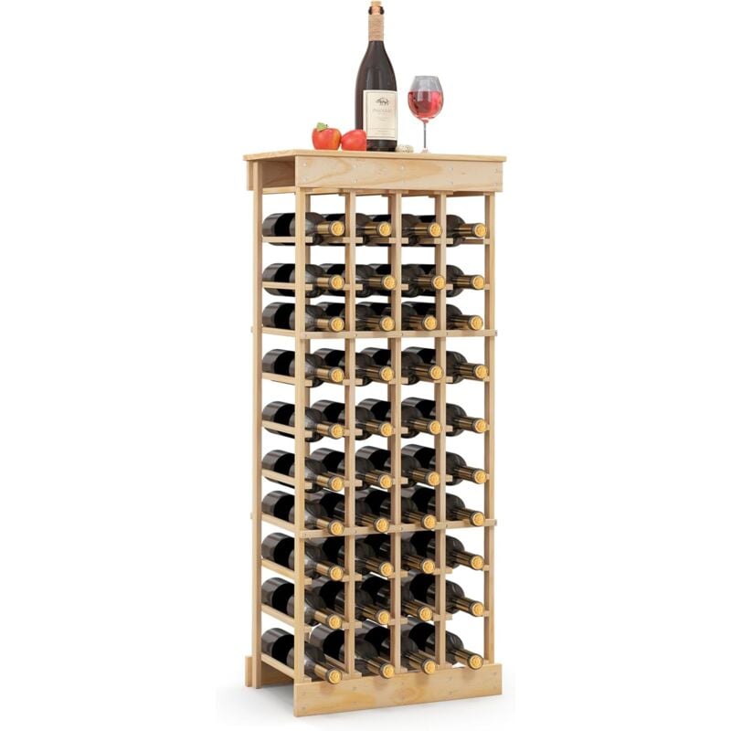 Costway - tagère à Vin Casier à 40 Bouteilles en Bois de Pin Robuste Modulable 46,5 x 27,5 x 113 cm