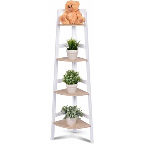 Costway – Étagère d'angle en MDF écologique – 4 niveaux – Dimensions 32 x 32 x 138 cm – Résistante à l'humidité et aux rayures - BOIS 32 X
