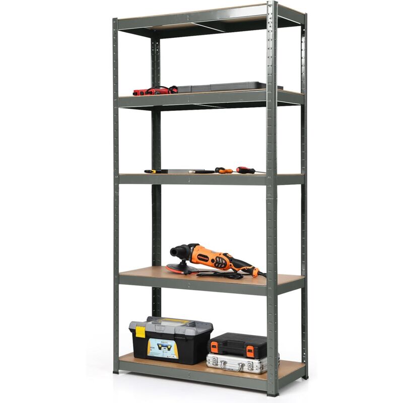 Etagère de Garage à 5 Niveaux Charge Max.875KG avec Etagère Ajustable,Etagère de Stockage Multi-Usage pour Le Garage, la Cuisine, l'Entrepôt 40 x 90