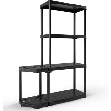 Costway – Étagère de rangement 4 niveaux en polypropylène – Support d'outils 12 trous – Charge max 80 kg – Dimensions 60 x 30 x 133 cm