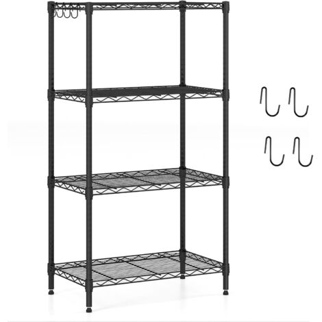 COSTWAY Étagère de Rangement à 4 Niveaux, Étagères Réglables Robuste avec Grille en Fil en Forme de V, Meuble de Rangement pour Cuisine, Garage, Salon (M 4 Niveaux)
