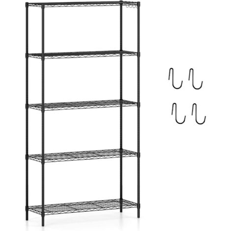 COSTWAY Étagère de Rangement à 5 Niveaux, Étagères Réglables Robuste avec Grille en Fil en Forme de V, Meuble de Rangement pour Cuisine, Garage, Salon (L 5 Niveaux)