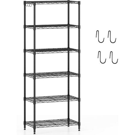 COSTWAY Étagère de Rangement à 6 Niveaux, Étagères Réglables Robuste avec Grille en Fil en Forme de V, Meuble de Rangement pour Cuisine, Garage, Salon (M  6 Niveaux)