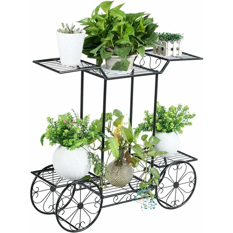 Etagère pour Plantes Support des Plante en Métal pour Jardin à 6 Niveaux 80,5 x 25 x 75CM Style Vintage Noir pour Jardin, Pa - Costway