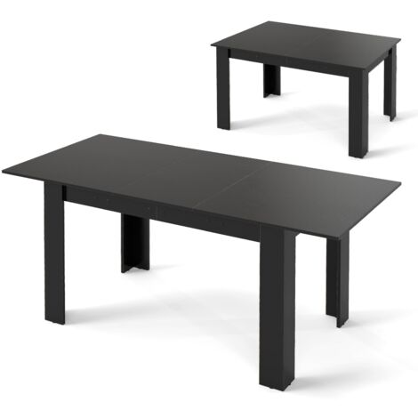 COSTWAY Extendable Dining Table Modern Kitchen Table w/ L-shaped Legs Black