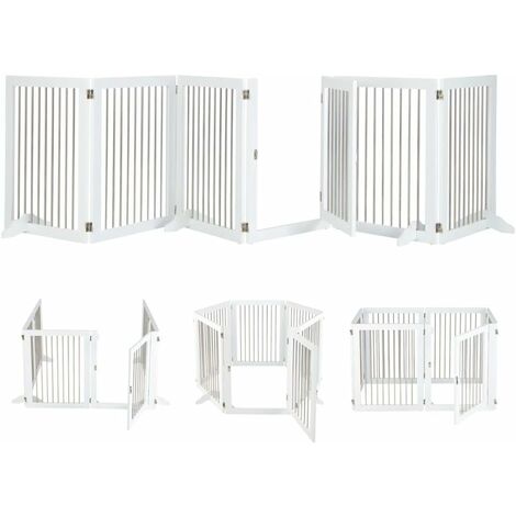 COSTWAY Extra Wide Dog Gate, Freestanding Foldable Pet Fence with Lockable Door, 360 Degree Flexible Hinges and 4 Support Feet, 6 Panel Wire Safety Barrier for Doorway Stairs