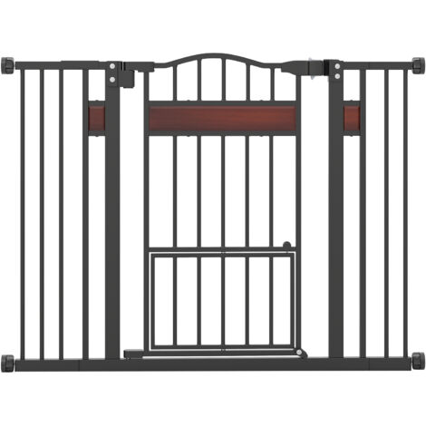 COSTWAY Extra Wide Walk Through Pet Gate for 74-104 CM Openings-Black
