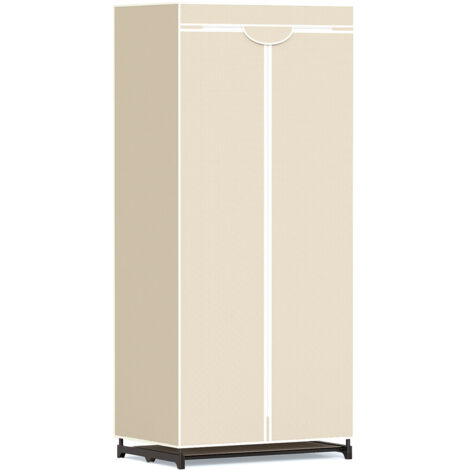 COSTWAY Fabric Closet Freestanding Cloth Organizer Wardrobe Clothes-Beige