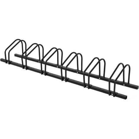 COSTWAY Fahrradstaender Standparker Bodenstaender Aufstellstaender mit 6 Fahrrad Stellplaetze, Mehrfachstaender Stahl für Garage und Garten Schwarz