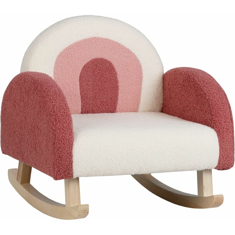 Fauteuil à Bascule Enfant, Fauteuil en Peluche Moderne avec Pieds en Bois de Peuplier à Bascule Massif, Design Anti-Renversement, Aspect Mignon, pour