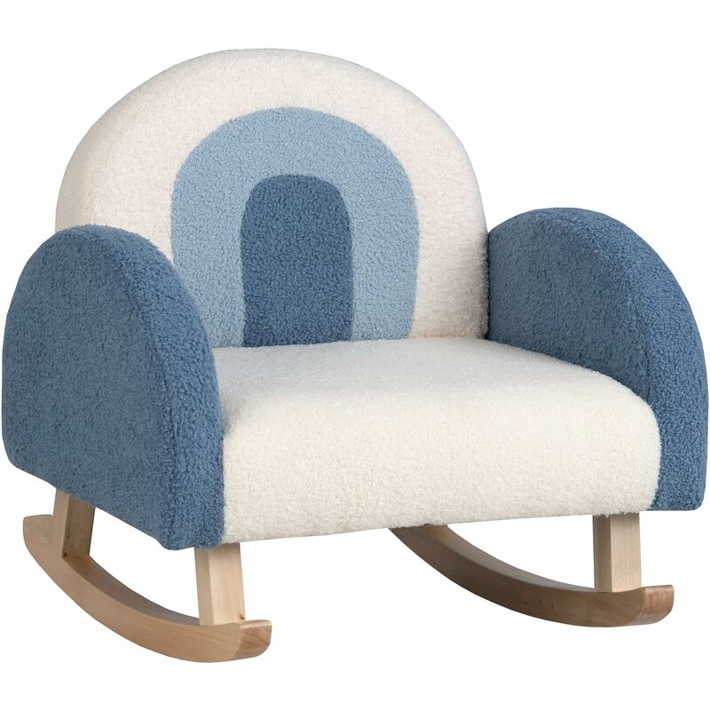 Fauteuil à Bascule Enfant, Fauteuil en Peluche Moderne avec Pieds en Bois de Peuplier à Bascule Massif, Design Anti-Renversement, Aspect Mignon, pour