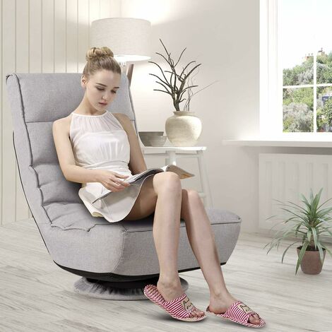 COSTWAY Fauteuil Pivotan, Rembourré par des Eponges à Haute Densité, Dossier Inclinable à 4 Positions, Idéal pour Salon, Chambre etc. (Gris)