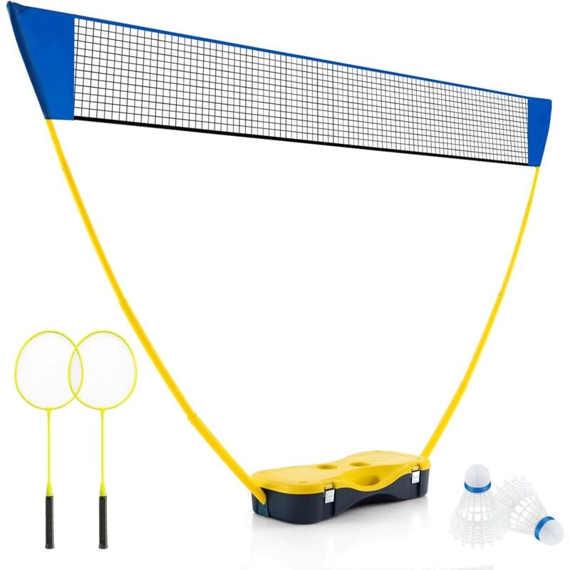 Filet de Badminton Portable 270 x 160 cm avec 2 Raquettes, Set de Badminton avec 2 Volants Filet Premium Boîte de Rangement, Jeu d'Extérieur pour Jeu