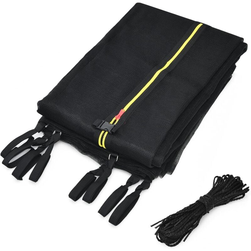 Filet de Sécurité pour Trampoline Ø305 cm Fermeture Eclair Double et Boucles de Protection, Filet de Remplacement pour Trampolines pour 6 Poteaux