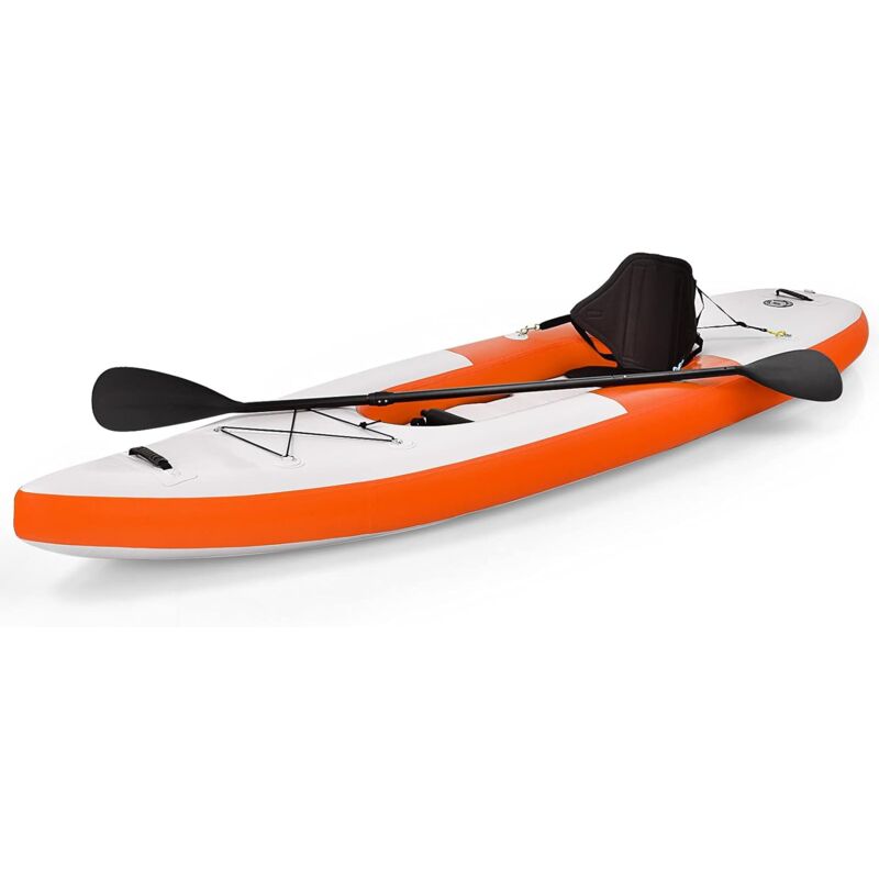 

COSTWAY Flotador Kayak Inflable para 1 Persona Piragua Hinchable con Remos Regulables, Compresor Manual con Manómetro