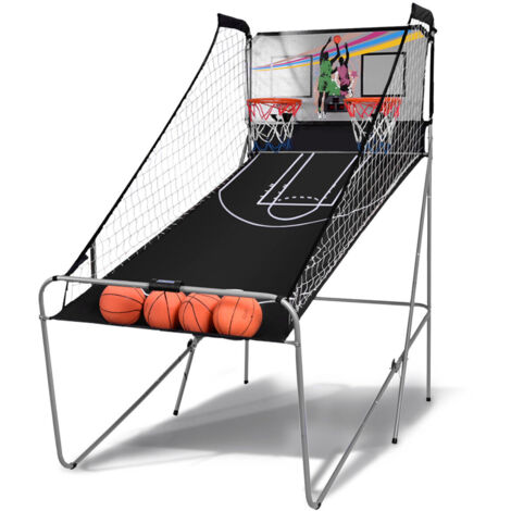 COSTWAY Foldable Double Shot Basketball Arcade Game Free-Throw Basketball Challenge Game