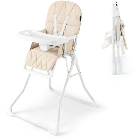 COSTWAY Foldable High Chair Easy Clean Compact Highchair with Tray-Beige
