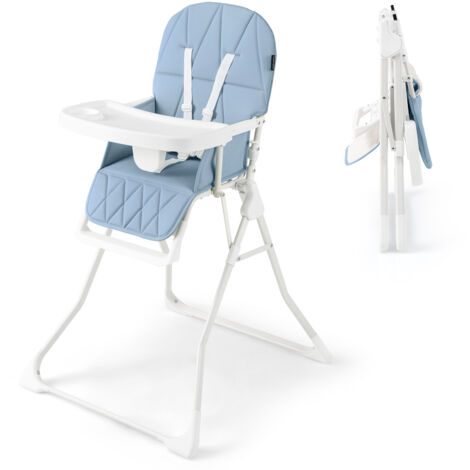 COSTWAY Foldable High Chair Easy Clean Compact Highchair with Tray-Blue