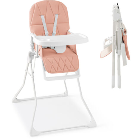 COSTWAY Foldable High Chair Easy Clean Compact Highchair with Tray-Pink