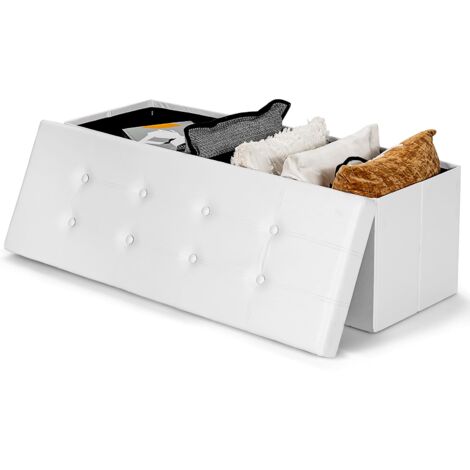 COSTWAY Foldable Storage Ottoman Bench Large Storage Chest with Divider