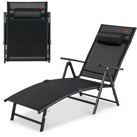 COSTWAY Folding Chaise Lounge Chair Outdoor Portable Adjustable Reclining Chair
