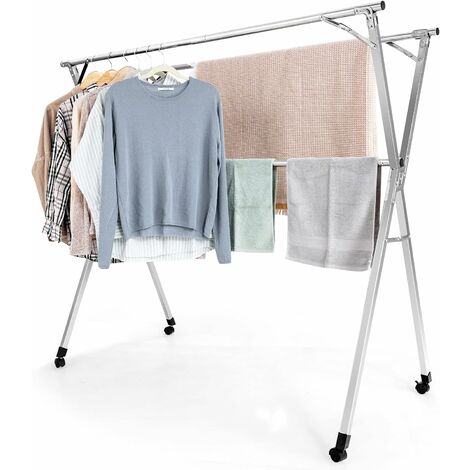White Innotic Clothes Drying Rack Foldable Clothes Airer Stainless Steel Portable Clothes Rail Laundry Dryer Hanger Removable Garment Rack for Indoor Outdoor 
