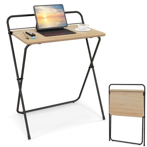 COSTWAY Folding Computer Desk Compact Home Office Writing Desk Versatile Study Desk