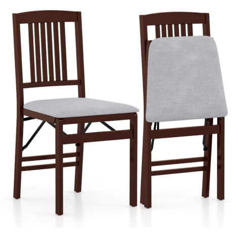 COSTWAY Folding Dining Chairs Set of 2 Foldable Upholstered Kitchen Chairs Grey