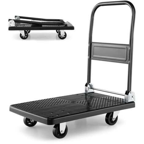 COSTWAY Folding Push Cart Dolly Rolling Flatbed Luggage Cart W/ 360° Swivel Wheels 200kg