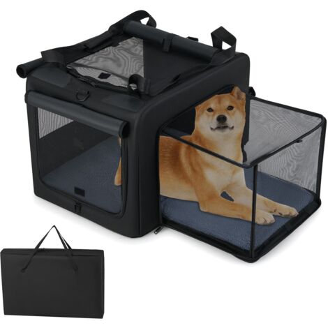 COSTWAY Folding Soft Dog Crate Portable and Foldable Pet Carrying Bag-Black