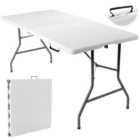 Costway Folding Table Camping Table Picnic Table with Metal Frame & Carrying Handle