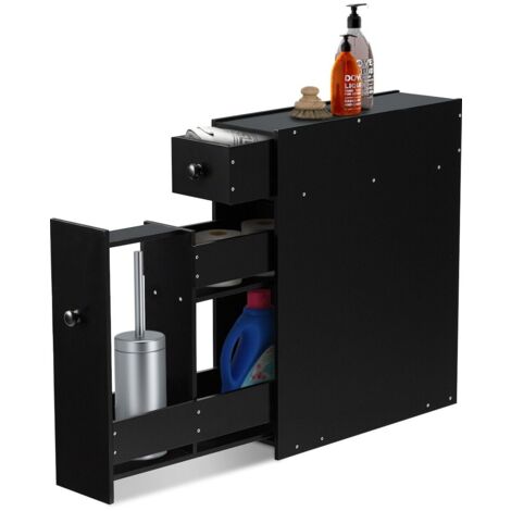 COSTWAY Free Standing Slim Floor Cabinet Narrow Wooden Storage with Drawers Bathroom
