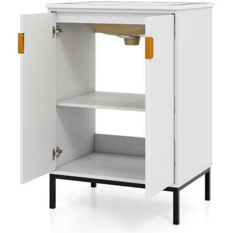 COSTWAY Freestanding Bathroom Vanity Cabinet 600mm Bathroom Vanity w/Sink-White