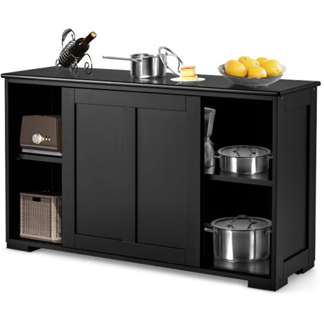 COSTWAY Freestanding Kitchen Storage Cabinet Floor Storage Cabinet-Black