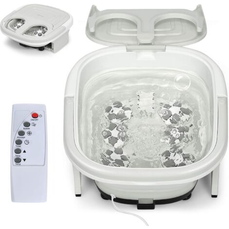 COSTWAY Fussbad Massagegeraet klappbar, Elektrische Fussbadewanne Heizung Shiatsu Rollen Fussmassage Spa / 10-60min Timer / 36-48℃ / 500W / Fernbedienung Grau
