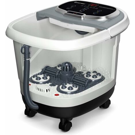 COSTWAY Fussbad Massagegeraet mit Rollen, Elektrische Fussbadewanne Heizung und Duschemassage, Shiatsu Fussmassage Spa 10-60min Timer / 35-48℃ / 500W Grau
