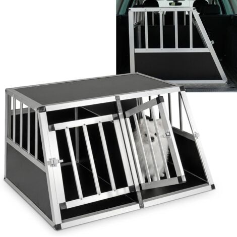 COSTWAY Gabbia da Viaggio per Cani,in Alluminio,Porta Bloccabile,Divisorio Rimovibile