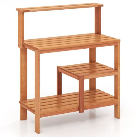 COSTWAY Garden Potting Bench Table Planting Workstation w/Storage-Natural
