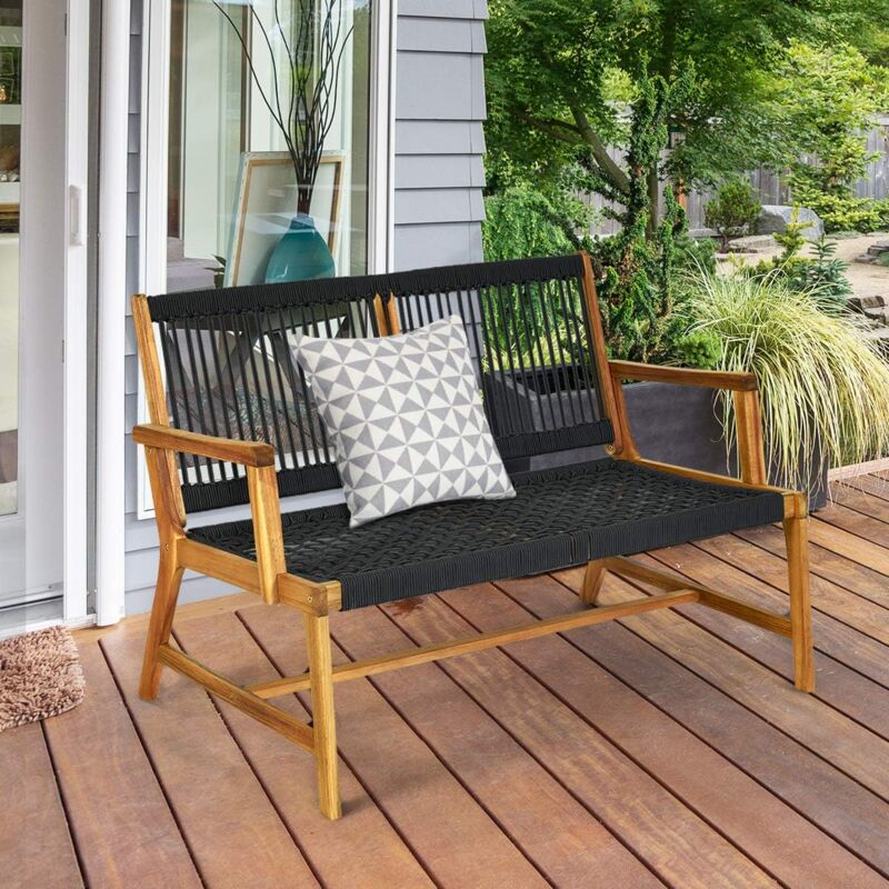 Costway - Gartenbank Holz Holzbank Parkbank 2 Sitzer Gartenmoebel Sitzbank Terrassenbank für Balkon, Garten, Veranda 118x75x81cm