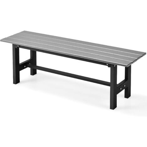 COSTWAY Gartenbank wetterfest, 2-Sitzer Sitzbank bis 300kg belastbar, Allwetter-Parkbank aus HDPE, Terrassenbank ohne Rückenlehne für Garten, Park, Balkon, 120 x 36 x 40,5 cm (Grau)