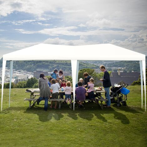 COSTWAY Gartenpavillon Partyzelt, Faltpavillon Bierzelt UV-Schutz, Gartenzelt faltbar, Faltzelt 3x6m, Pavillon inkl. Tragetasche Weiss
