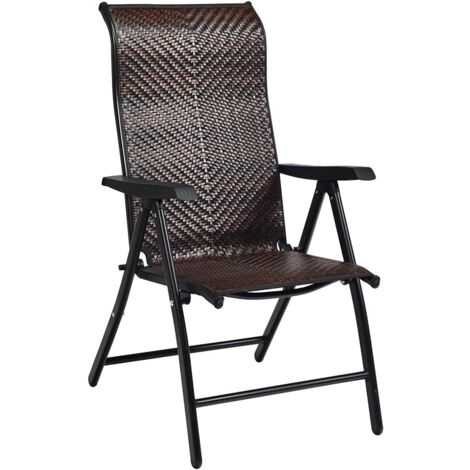 COSTWAY Gartenstuhl Polyrattan, Klappstuhl mit 5-Fach Verstellbarer Rückenlehne, Hochlehner Balkonstuhl, wetterfester klappbarer Terrassenstuhl für Garten, Balkon, Terrasse