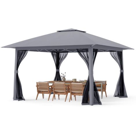 COSTWAY Gazebo da Giardino 3,94 x 3,94 M, Gazebo da Esterno con Zanzariera, Tetto Doppio, 3 Altezze Regolabili e Borsa per il Trasporto, per Feste, Barbecue, Giardino, Spiaggia