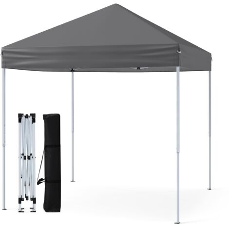 COSTWAY Gazebo Pop-up da Esterno 2 x 2 m, Gazebo Regolabile in Altezza con Borsa da Trasporto, 8 Picchetti e 4 Corde Antivento, Tenda Pieghevole Portatile per Giardino (Grigio)